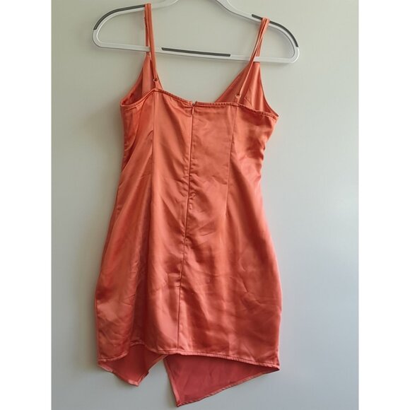 Forever 21 Retro Y2K Satin Showgirl Size Small Slip Dress Orange - Picture 3 of 4